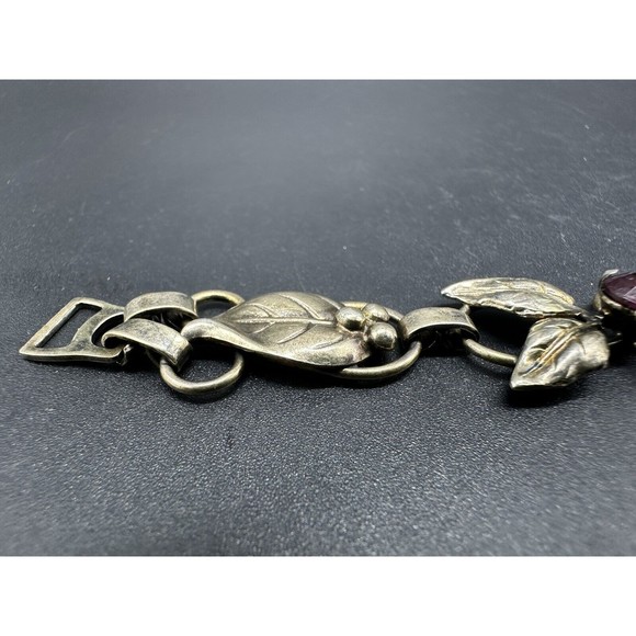 Vintage Signed Raleigh Sterling Silver Rose Yellow GF Floral 6.5” Bracelet 16G - Picture 6 of 13